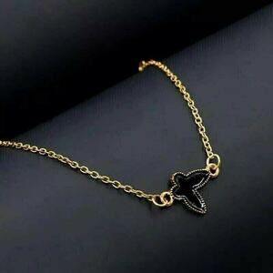 Los Angeles Boutique Black Enamel Butterfly Gold Chain Bracelet Charm Bangle NEW